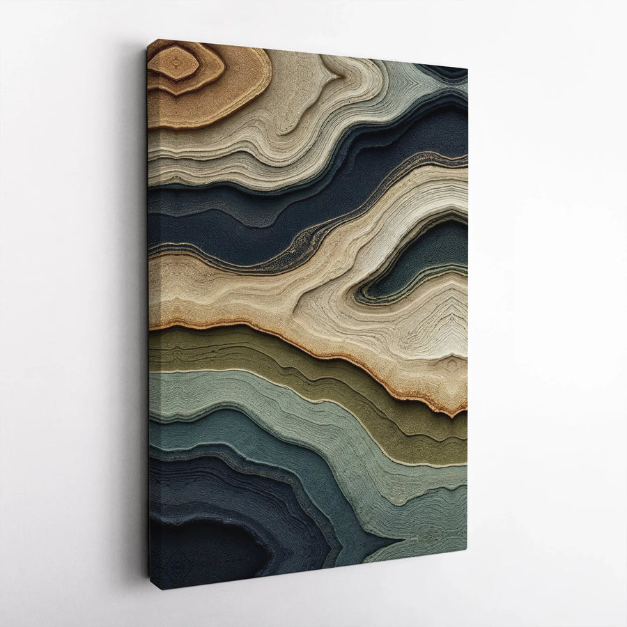 Abstract Landscape Canvas Print | Layered Earth Tones with Gold Accents | 1.25-Inch Thick Gallery Wrapped | Modern Minimalist Home Office Decor Gift