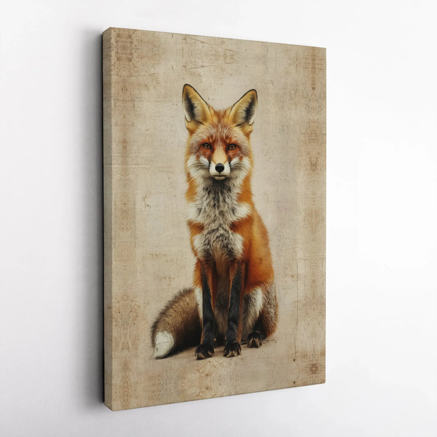 Red Fox Portrait Canvas | Vintage Wildlife Wall Art | Premium Gallery Wrap Print | Rustic Woodland Decor for Nature Lovers