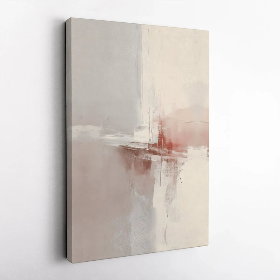 Abstract Canvas Wall Art | Beige Terracotta Brushstrokes Print | 1.25 Inch Gallery Wrap | Modern Minimalist Home Decor for Living Room