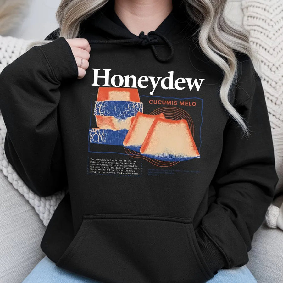 Honeydew Melon Graphic Hoodie | Botanical Fruit Illustration | Premium Cotton-Poly Blend | Aesthetic Foodie Gift For Men & Women
