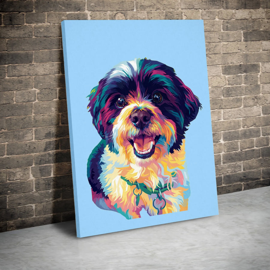 Shih Tzu Pop Art Canvas Print | Vibrant Rainbow Pet Portrait | Premium Thick Gallery Wrap Canvas | Modern Home Decor Gift for Dog Lover