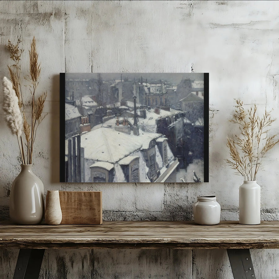 Gustave Caillebotte Rooftops In The Snow Canvas Print | Impressionist Paris Winter Cityscape | 1.25" Gallery Wrap Wall Art | Premium Home Decor