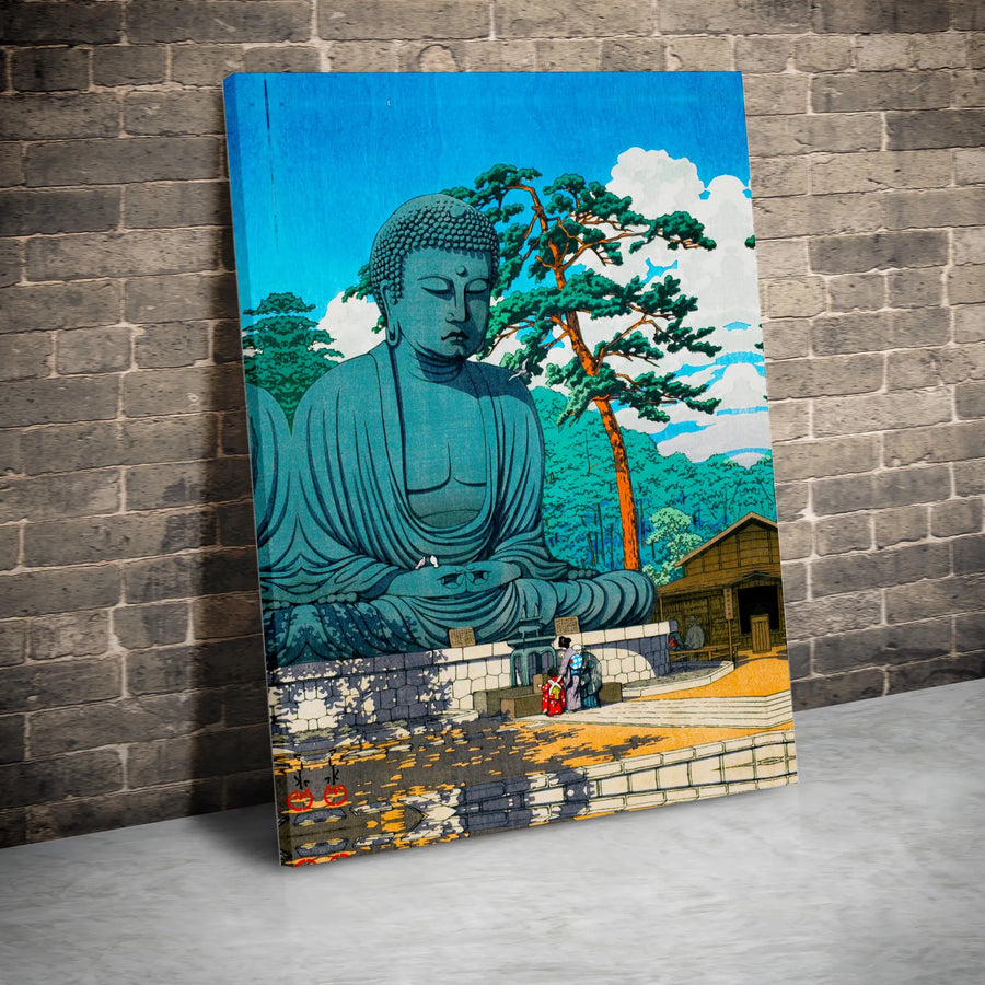 Great Buddha of Kamakura Canvas Wall Art | Japanese Ukiyo-e Woodblock Print Style | Premium 1.25" Gallery Wrap | Zen Home Office Decor Gift