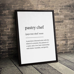 Pastry Chef Definition Wall Art | Funny Kitchen Quote Print | Premium Canvas Decor | Gift for Baker, Pastry Student, or Culinary Professional