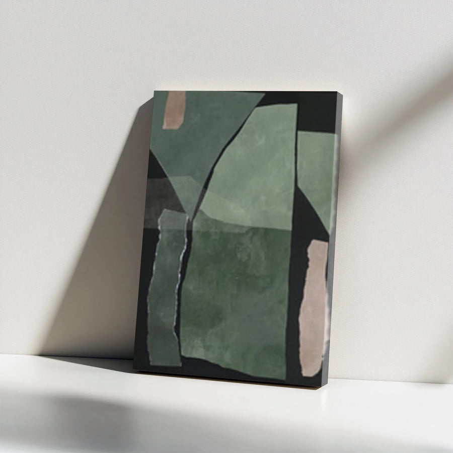 Abstract Green Canvas Wall Art | Minimalist Geometric Earth Tone Design | Premium Gallery Wrapped Canvas | Modern Home & Office Decor Gift