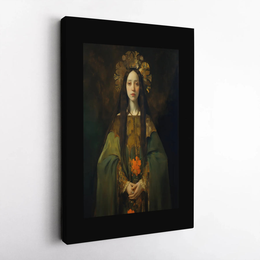 Gothic Queen Canvas Print | Renaissance Style Ethereal Portrait Art | Premium Gallery Wrap | Dark Academia Moody Home Decor Gift
