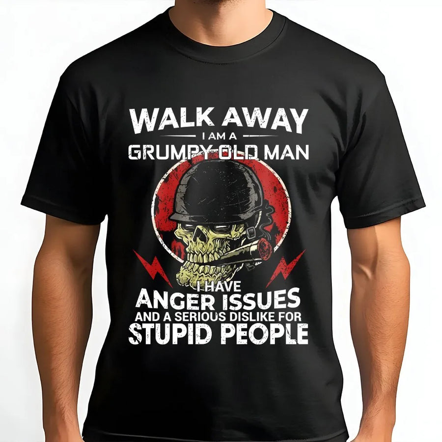 Grumpy Old Man T-Shirt | Funny Skull Veteran Graphic Sweatshirt | Premium Cotton Blend | Sarcastic Novelty Gift for Dad or Grandpa