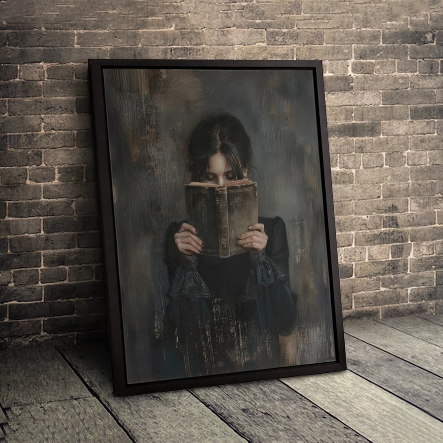 Dark Academia Wall Art | Moody Victorian Woman Reading Book Print | Gallery Quality 1.25 Inch Canvas | Aesthetic Home Office Gift