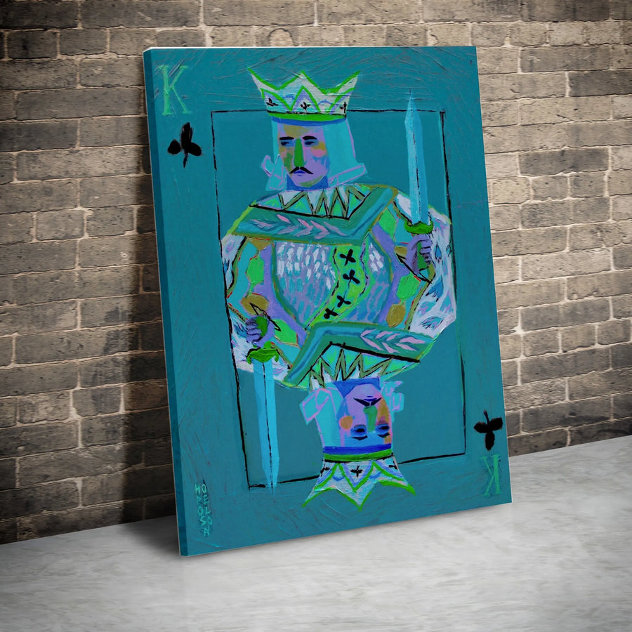 King of Clubs Canvas Wall Art | Abstract Playing Card Print | Premium Gallery Wrapped Canvas | Collector's Game Room & Man Cave Decor