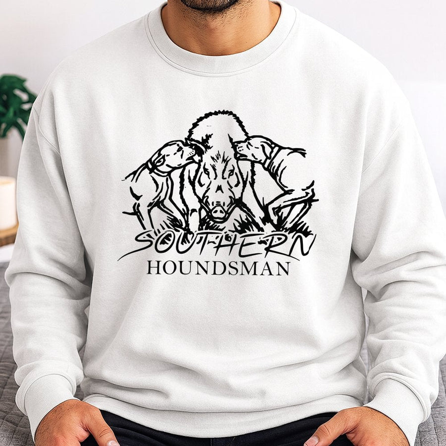 Southern Houndsman Sweatshirt | Hog Hunting Wild Boar Design | Premium Cotton-Poly Blend | Outdoor Gift for Hunters
