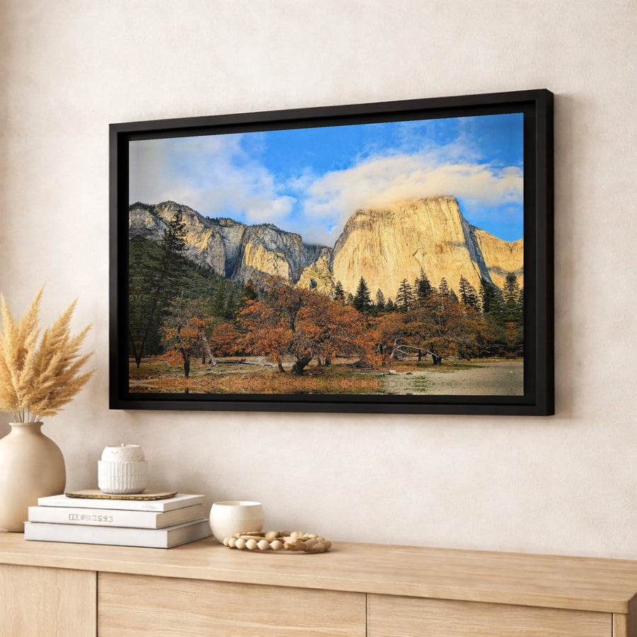 Yosemite National Park Canvas Print | El Capitan Autumn Mountain Landscape | 1.25 Inch Premium Gallery Wrap | Nature Wall Art for Home Office Decor