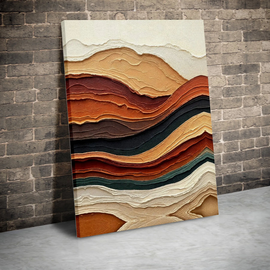 Abstract Earth Tones Canvas Art | Textured Topographic Wall Decor | Premium Framed Print | Modern Living Room & Office Decor Gift