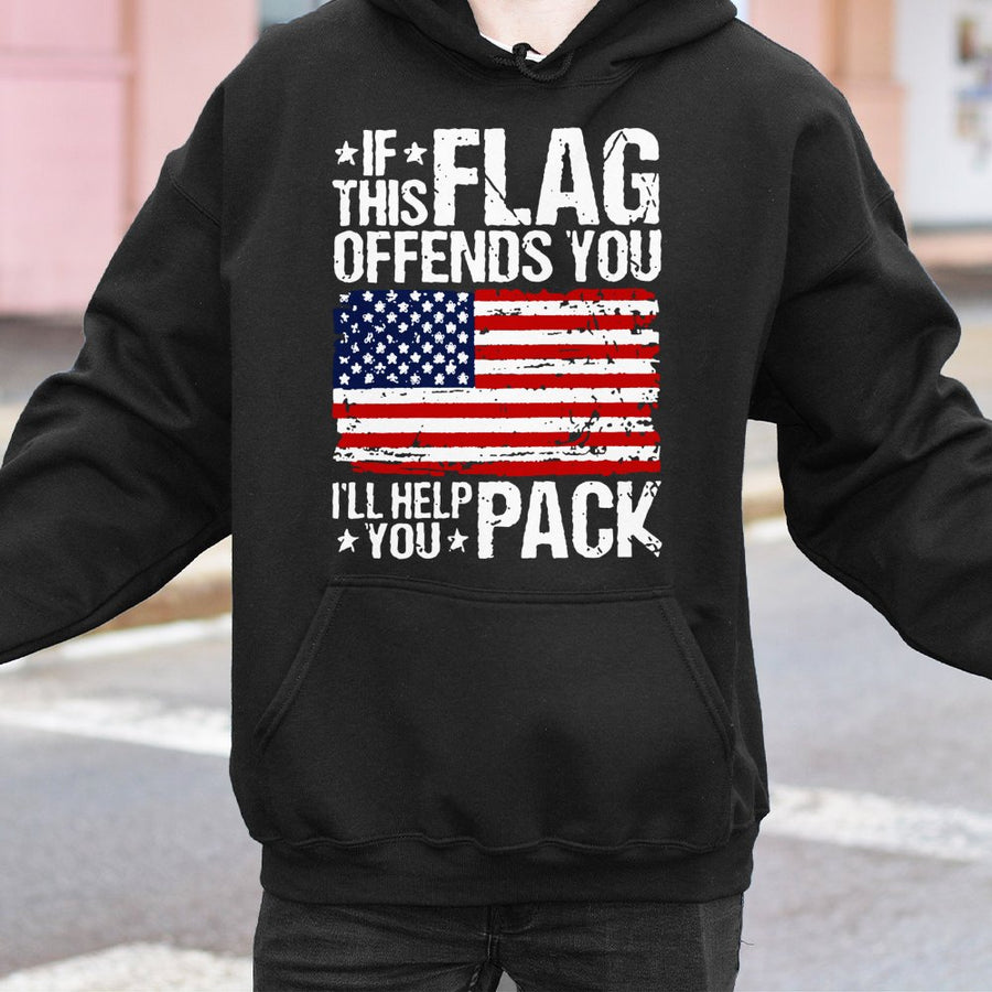 American Flag Hoodie | If This Flag Offends You Design | Premium Cotton-Blend Patriotic Sweatshirt | Unisex USA Pride Gift for Men and Women