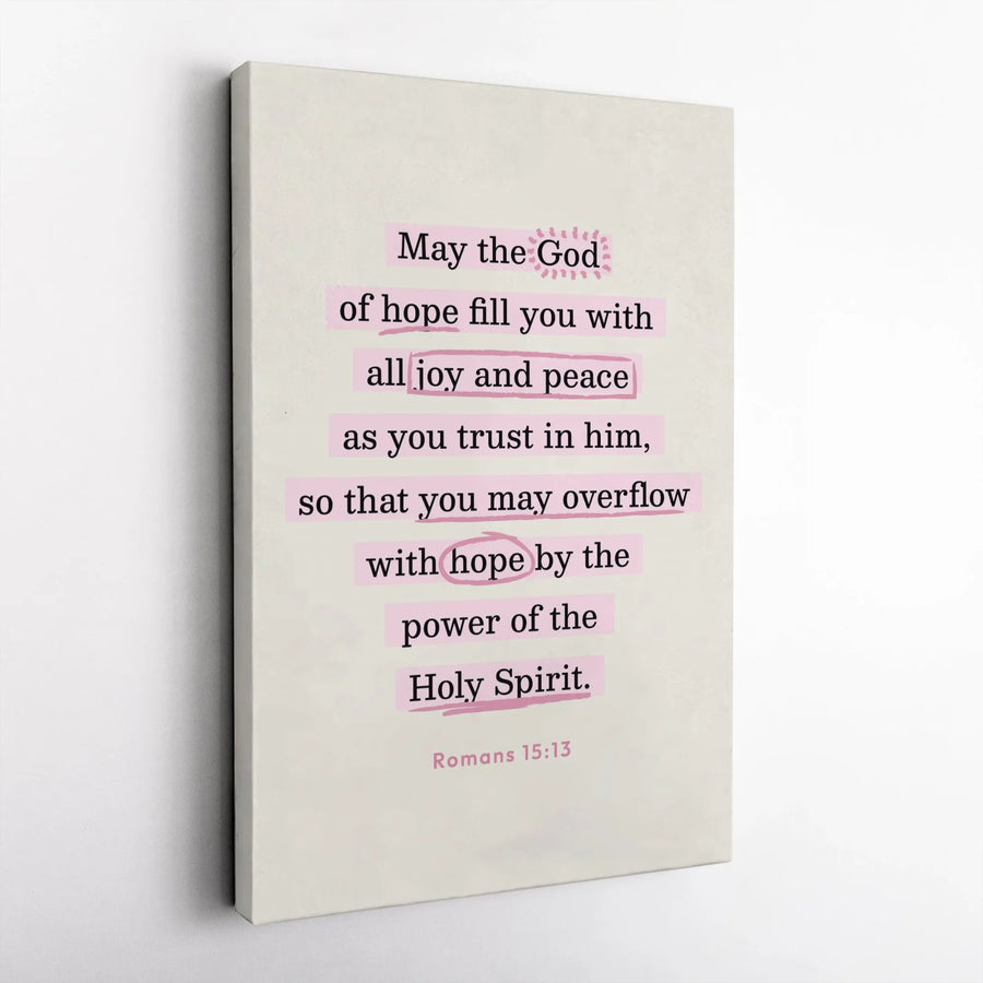 Romans 15:13 Bible Verse Canvas Art | Scripture Wall Decor | Premium Gallery Wrap Print | Christian Gift for Home Office