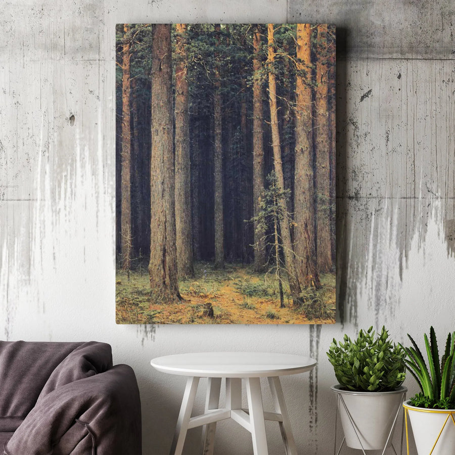 Moody Pine Forest Canvas Print | Tall Evergreen Trees Wall Art | Premium Gallery-Wrapped Decor | Nature Inspired Gift for Forest Lovers