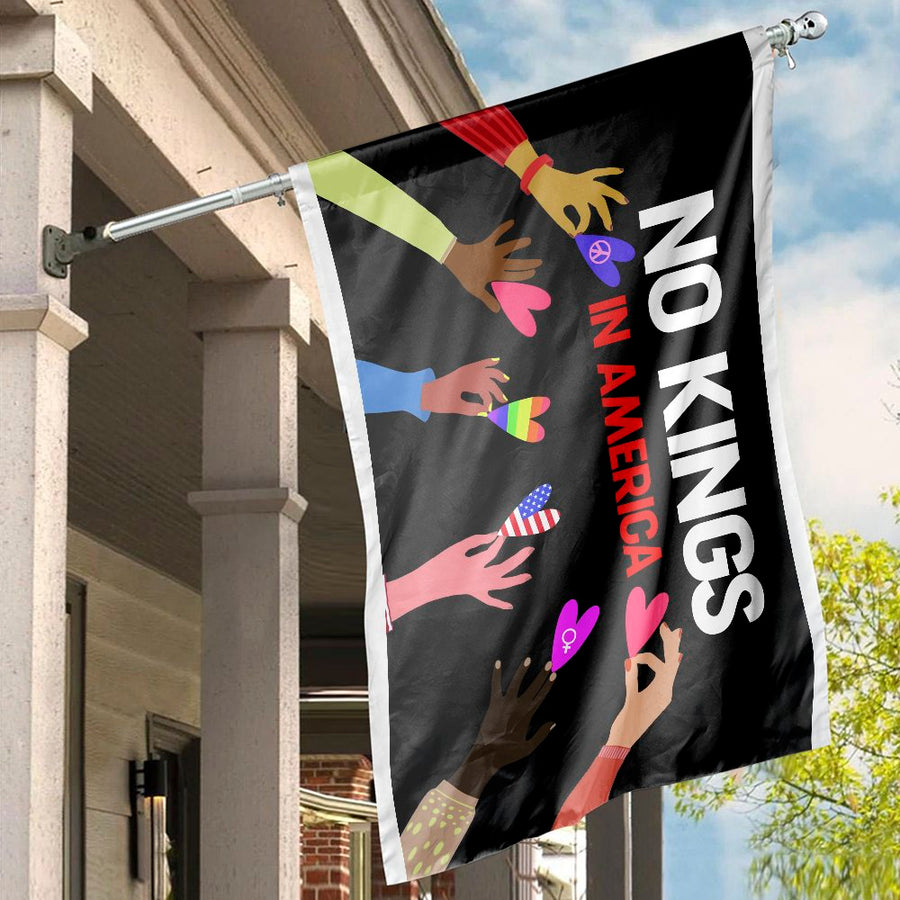 No Kings In America House Flag | Unity Equality Decorative Banner | Premium Weather-Resistant Polyester | Patriotic Home Decor Gift