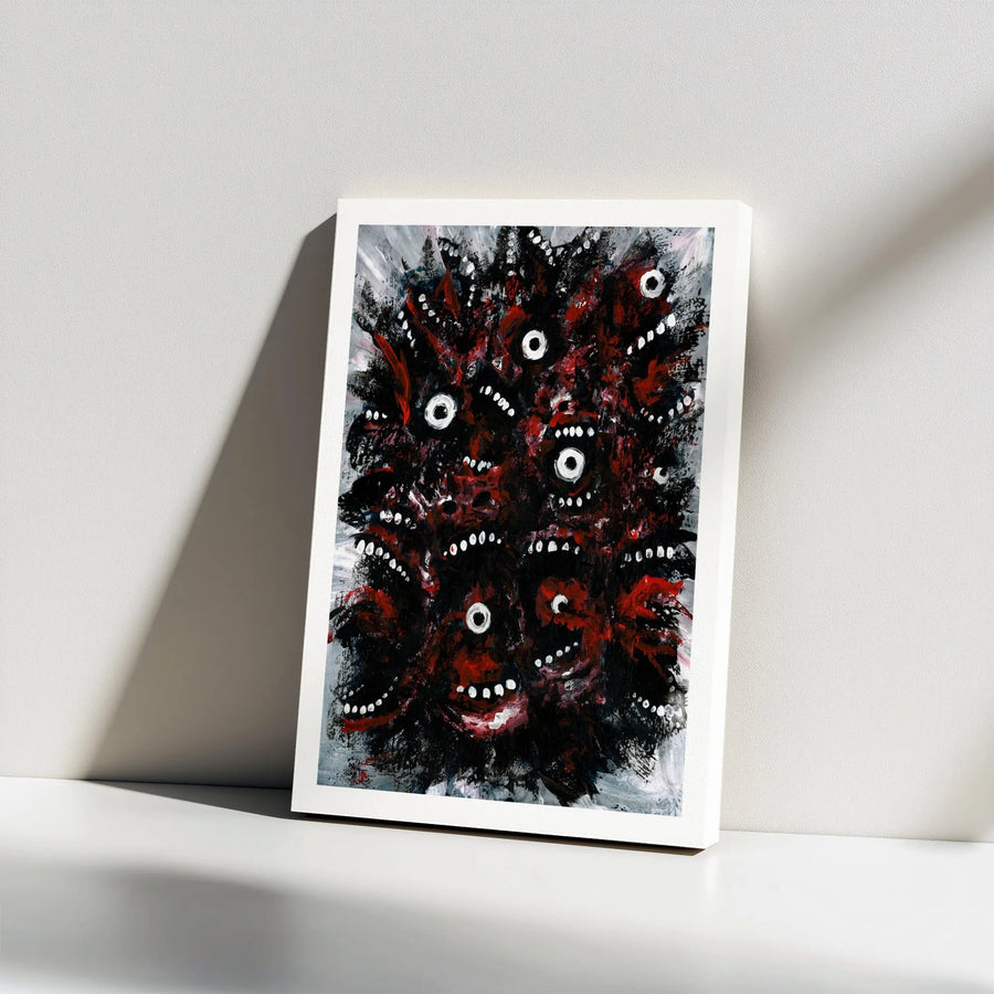 Abstract Monster Wall Art | Dark Surrealism Many Eyes Print | 1.25 Inch Gallery Wrap Canvas | Gothic Home Decor For Horror Enthusiasts
