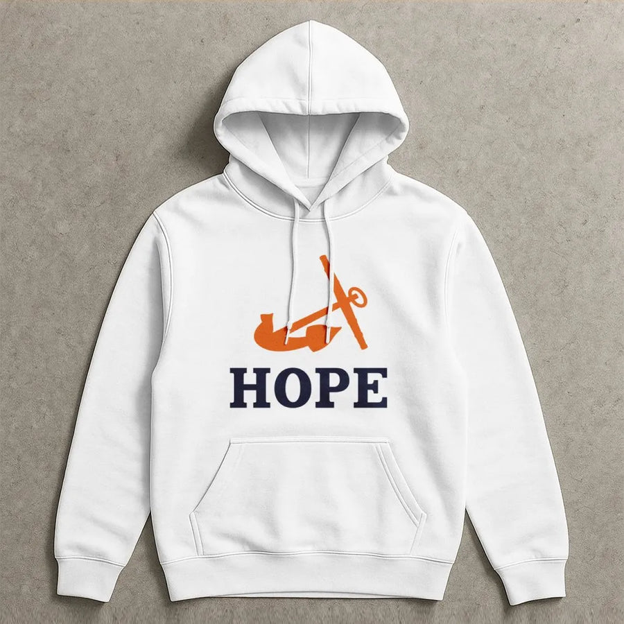Hope Anchor Hoodie | Inspirational Nautical Graphic Pullover | Premium Cotton-Blend Fleece | Religious Faith Gift for Men and Women