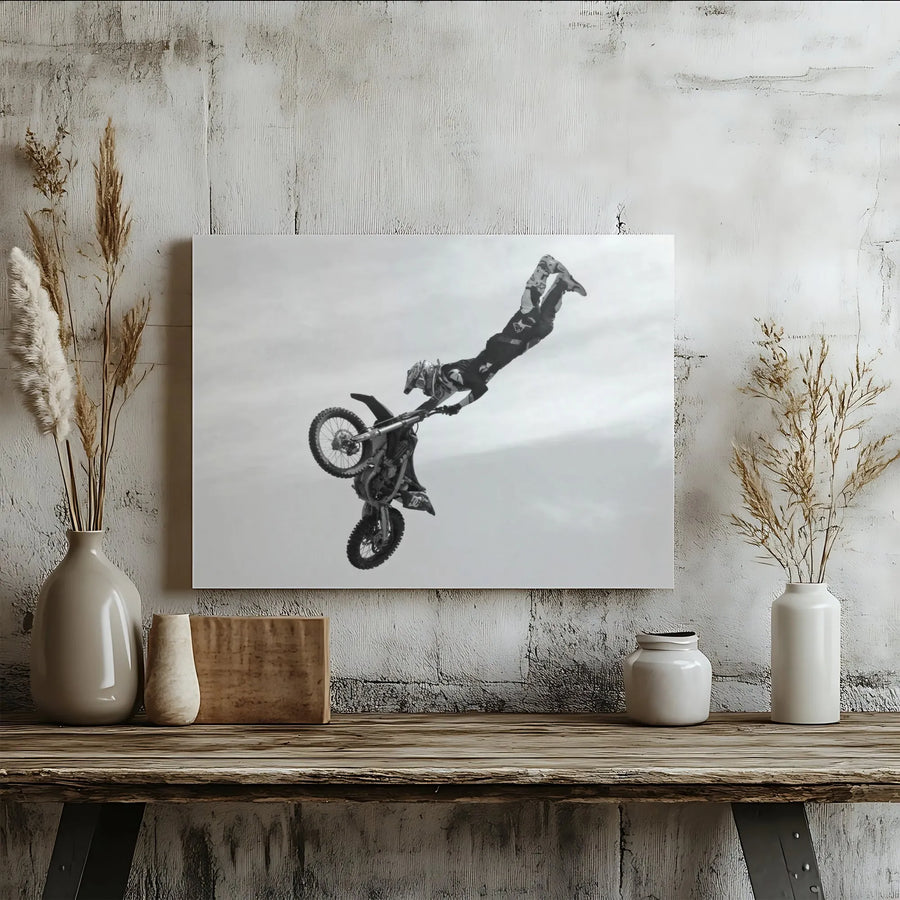 Motocross Canvas Wall Art | Extreme Freestyle Stunt Rider | Premium 1.25" Gallery Wrap | Gift for Dirt Bike Enthusiasts and Garage Decor
