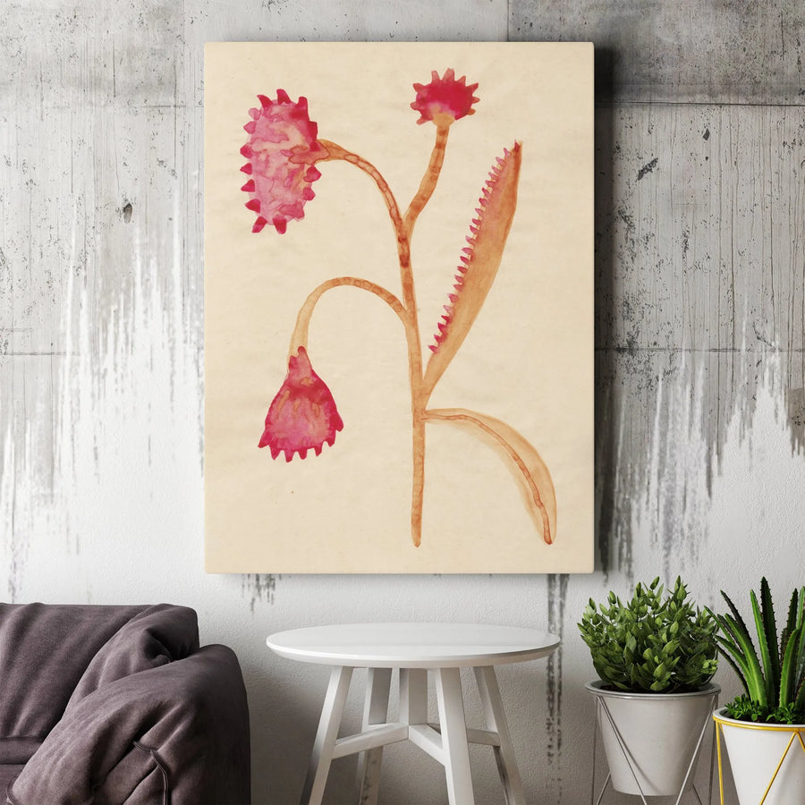 Watercolor Botanical Vertical Canvas | Abstract Carnivorous Flower Art Print | Premium 1.25" Gallery Wrap | Elegant Aesthetic Home Decor Gift