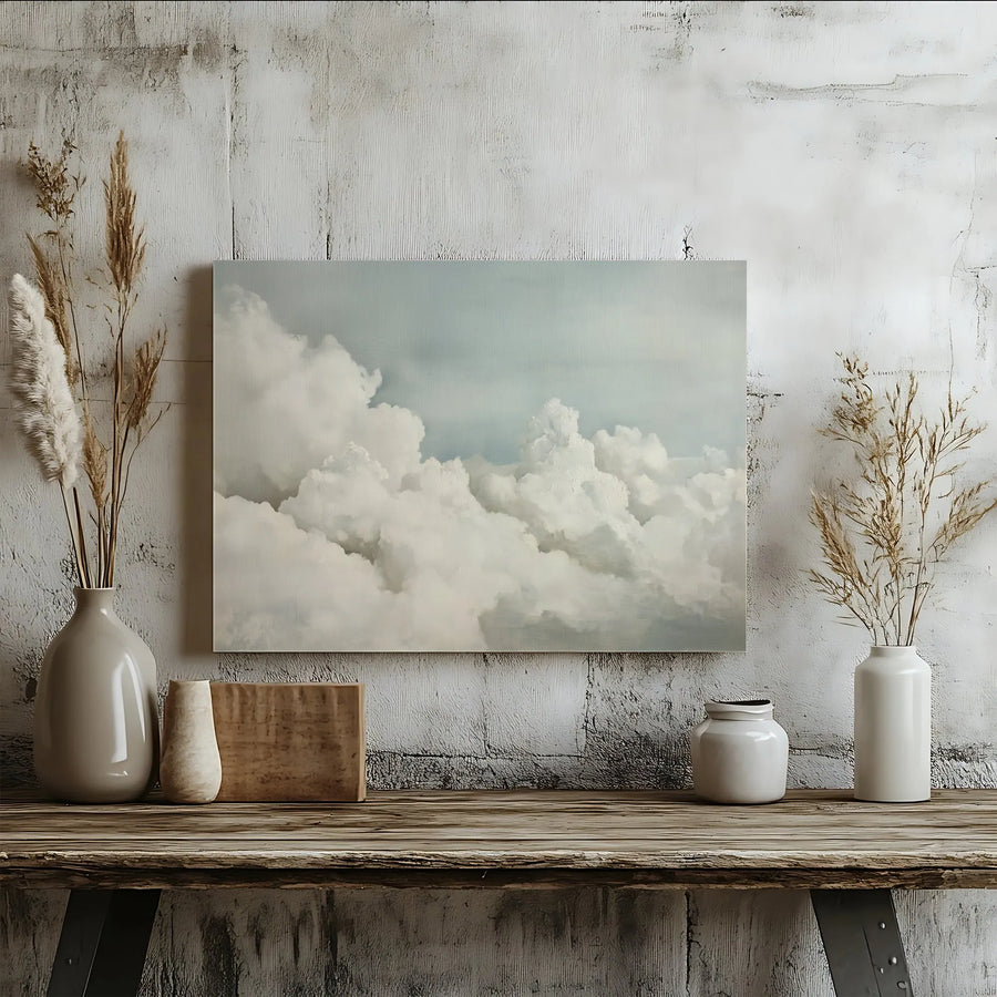 Cloud Canvas Wall Art | Realistic Sky Landscape Painting | Premium Gallery-Wrapped Print | Minimalist Home & Office Decor Gift