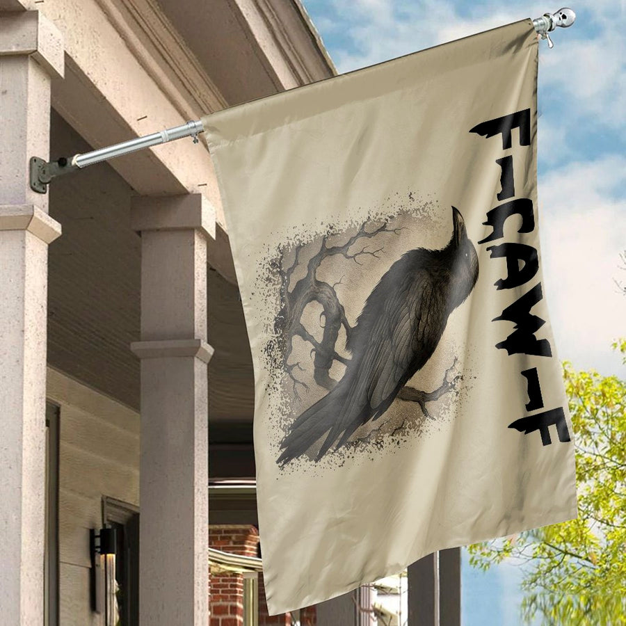Raven House Flag | Gothic Crow Nature Art | Durable Polyester Weather-Resistant Decor | Funny Pun Yard Banner for Bird Lovers and Halloween Fans