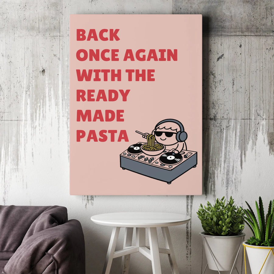 Pasta DJ Wall Art | Funny Music Lover Canvas Print | Premium Gallery Wrapped Decor | Gift for Chef or Musician