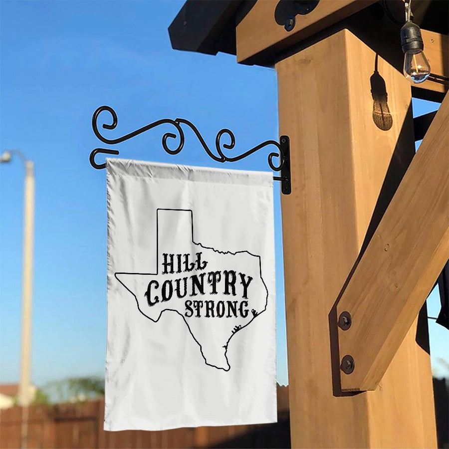 Hill Country Strong Texas Flag | Minimalist State Outline Garden Decor | Premium Weather-Resistant Polyester | Patriotic Texas Pride Gift