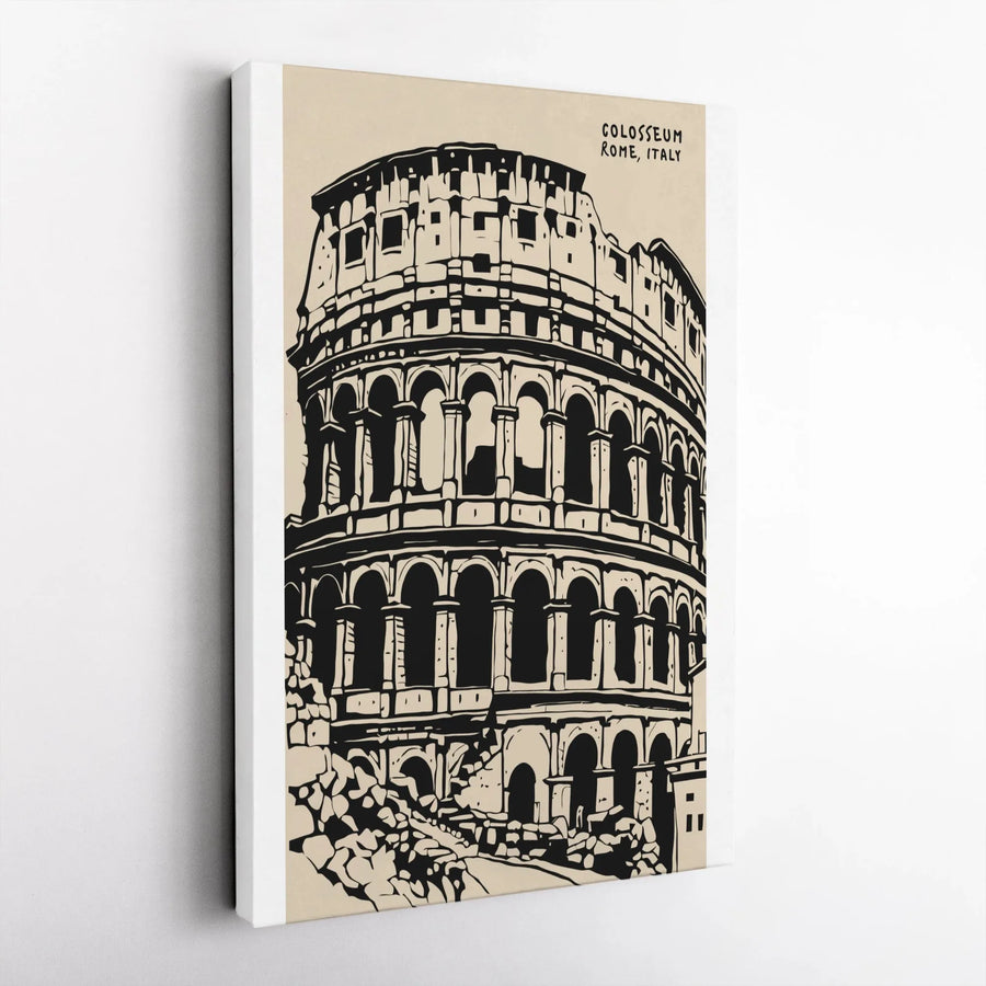 Colosseum Canvas Wall Art | Rome Italy Graphic Illustration | Premium 1.25" Thick Canvas | Travel Lover & History Buff Gift