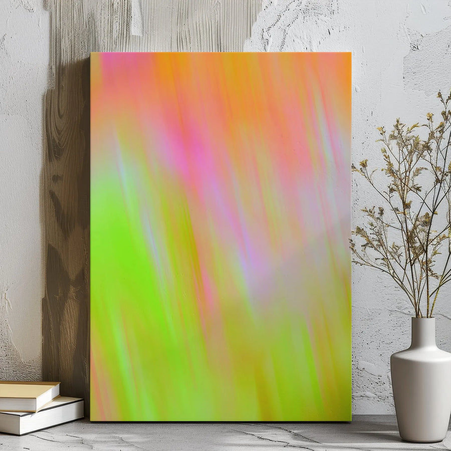 Abstract Neon Canvas Wall Art | Vibrant Pink Orange Lime Green Brushstrokes | 1.25 Inch Gallery Wrap | Modern Home Decor Gift