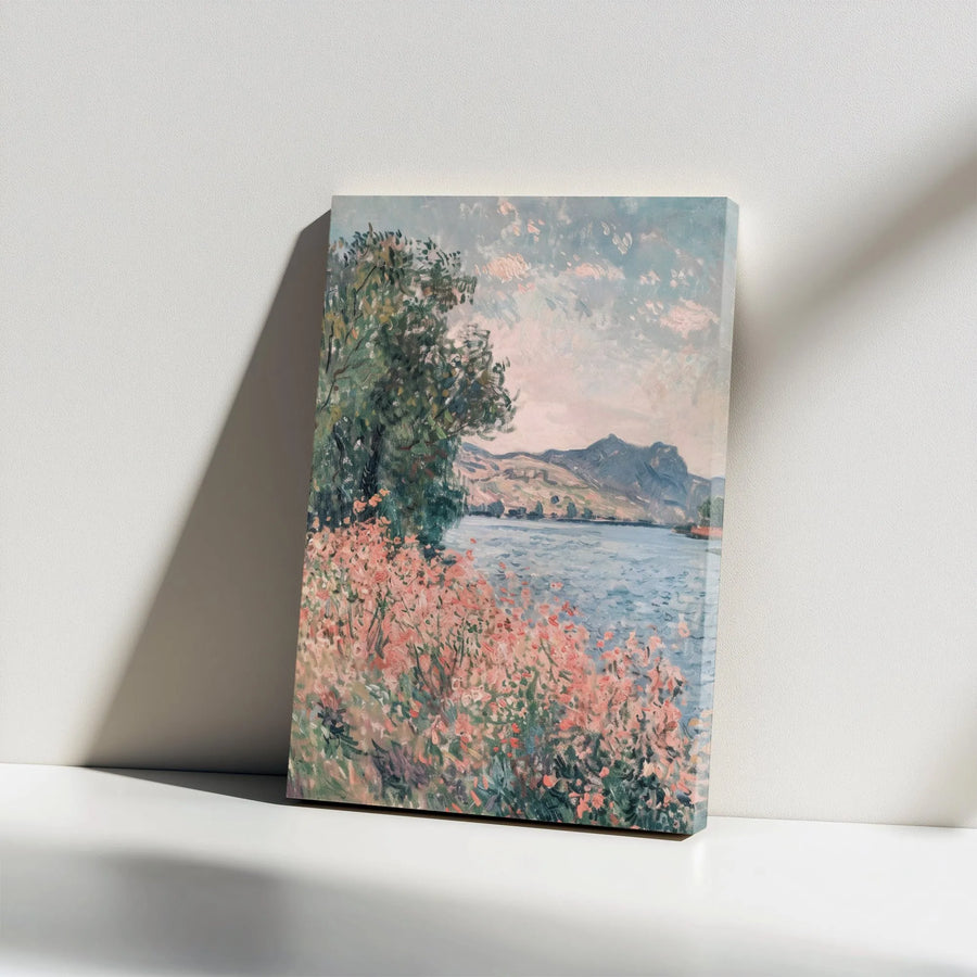 Claude Monet Landscape Canvas Art | Banks of the Seine Impressionist Print | Gallery Wrapped Premium Wall Decor | Fine Art Gift for Home Office