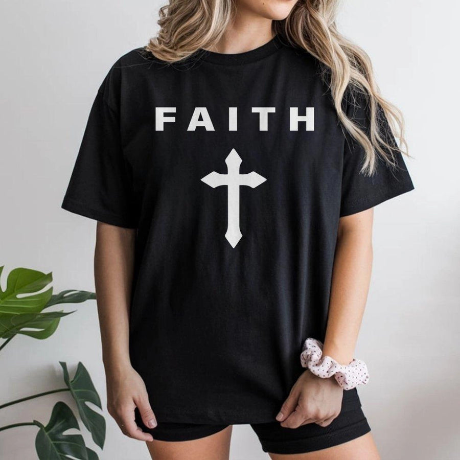 Faith Cross T-Shirt | Minimalist Christian Graphic Tee | Premium 100% Cotton | Spiritual Religious Gift for Believers