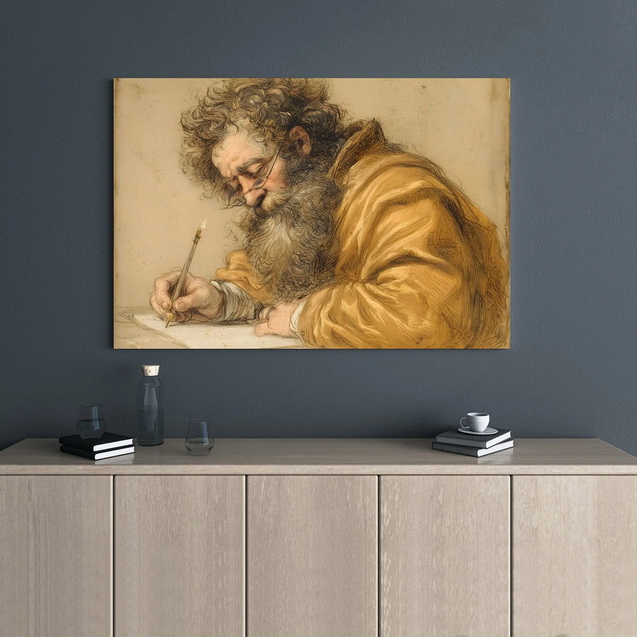 St. Jerome Writing by Guercino Canvas Wall Art | Classical Baroque Masterpiece Reproduction | Gallery Wrapped 1.25" Premium Print | Sophisticated Home Office Decor