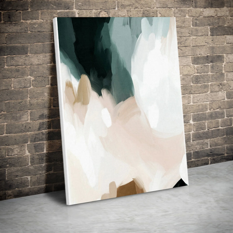 Modern Abstract Vertical Canvas | Teal and Blush Painting Print | Premium Thick Gallery Wrap Wall Art | Large Minimalist Decor for Living Room Gift