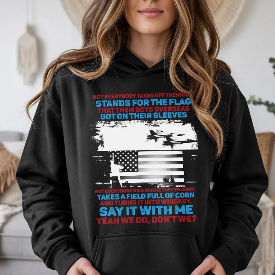 Country Music Patriotic Hoodie | USA Flag Military Pride Graphic | Soft Cotton-Blend Unisex Pullover | Americana Gift for Country Fans