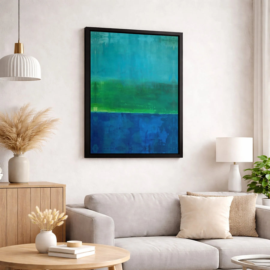 Abstract Teal And Blue Wall Art | Modern Color Block Canvas Print | Premium Fade-Resistant Gallery Wrap | Home Office Decor