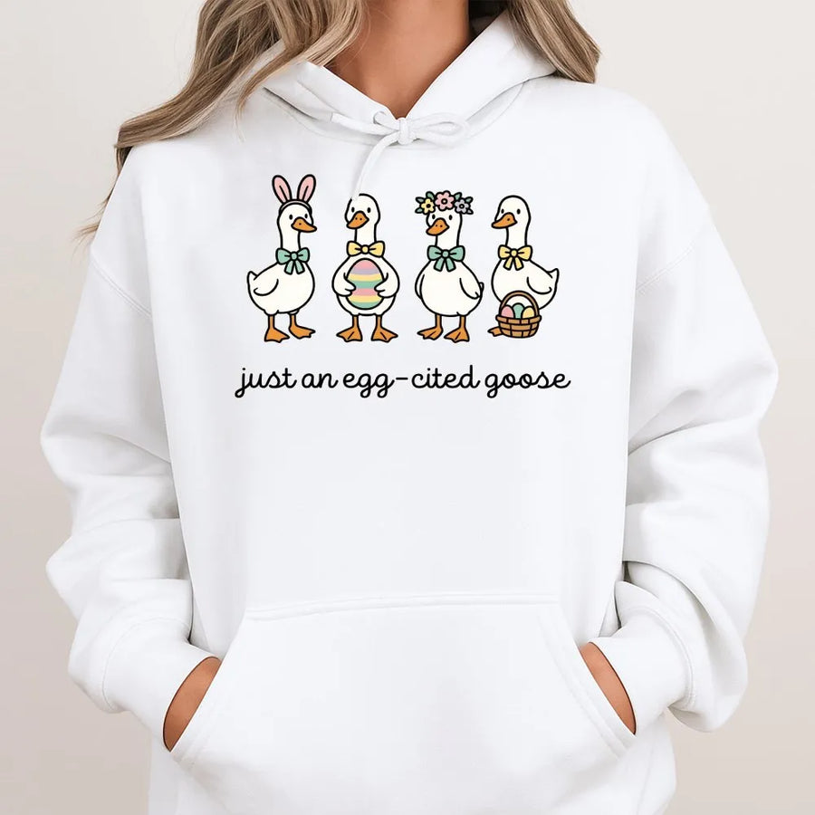 Silly Goose Easter Hoodie | Cute Bunny Graphic Art | Soft Cotton-Poly Blend | Premium Gift for Women and Teens
