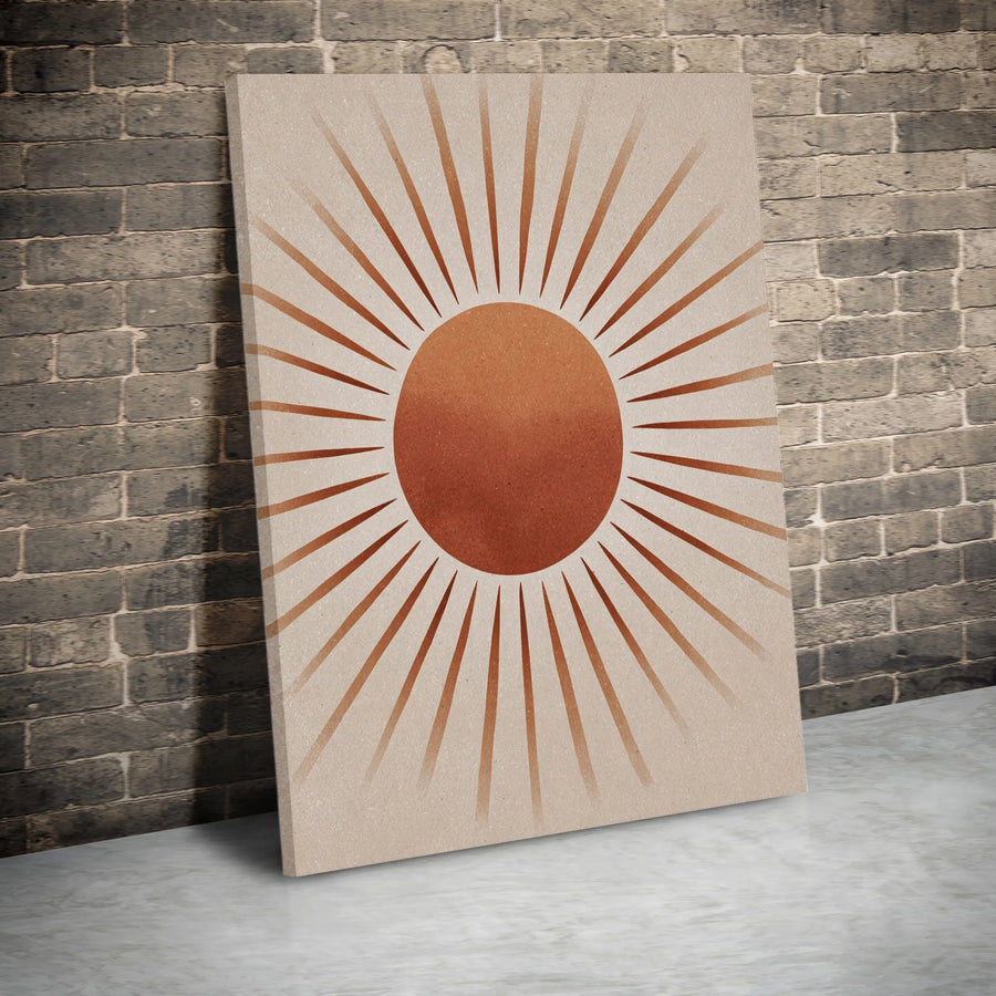 Minimalist Boho Sunburst Wall Art | Terracotta Abstract Sun Canvas Print | Premium Gallery-Wrapped Decor | Modern Earth Tone Living Room Gift