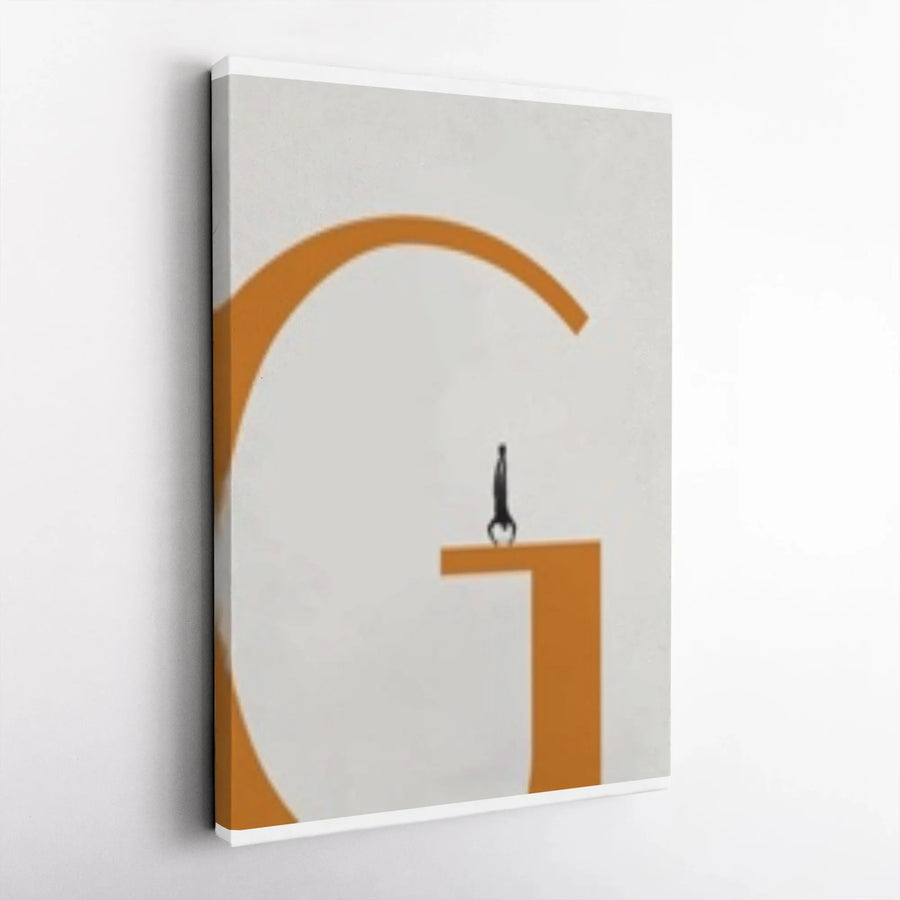 Abstract Handstand Canvas Wall Art | Modern Typography Letter G Graphic | Premium Thick Canvas Print | Collector's Gift for Home & Office Decor