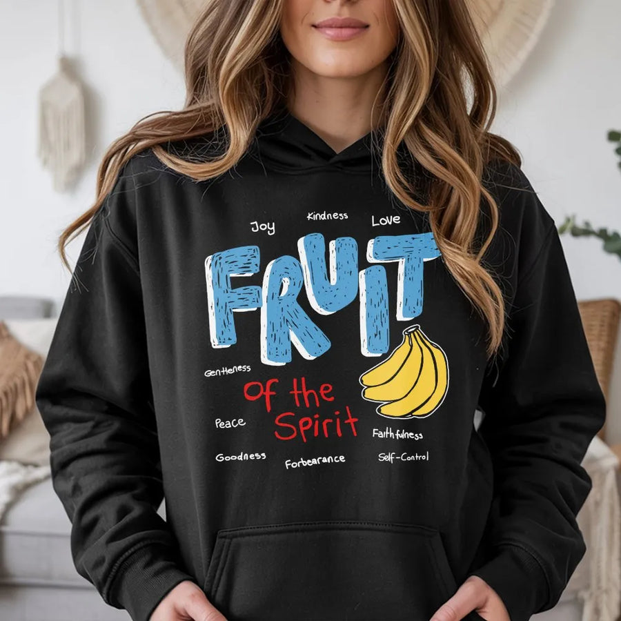 Fruit of the Spirit Hoodie | Hand-Drawn Bible Verse Graphic | Soft Breathable Cotton | Inspirational Christian Gift for Men & Women