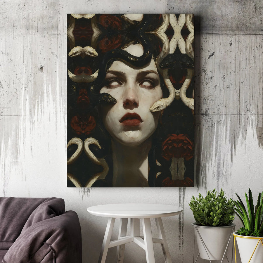 Medusa Canvas Wall Art | Dark Academia Greek Mythology Print | Premium Gallery Wrapped Canvas | Gothic Home Decor Gift