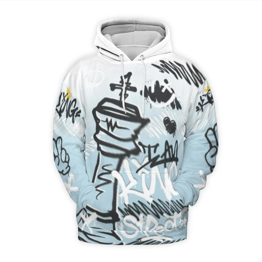 King Chess Piece 3D Hoodie | Street Art Graffiti Graphic Design | Premium Brushed Fleece Lining | Unisex Urban Style Pullover Gift