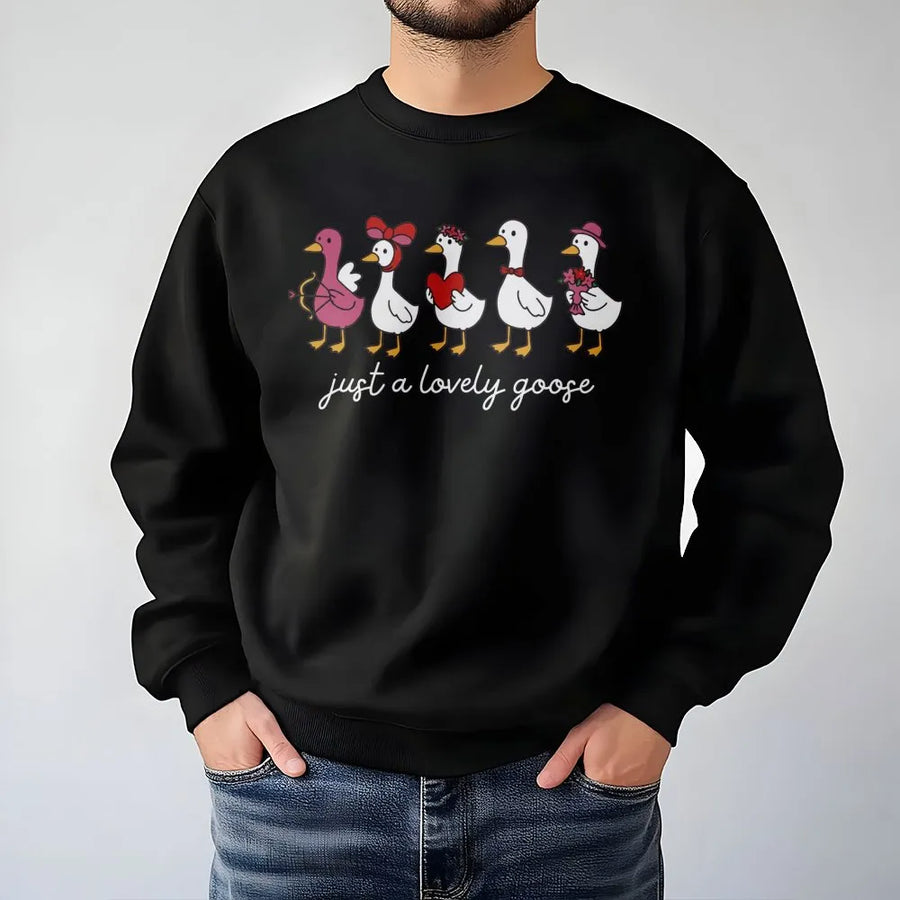 Funny Goose Sweatshirt | Valentine Cute Bird Graphic Design | Premium Cotton Blend | Gift for Animal Lovers and Bird Enthusiasts