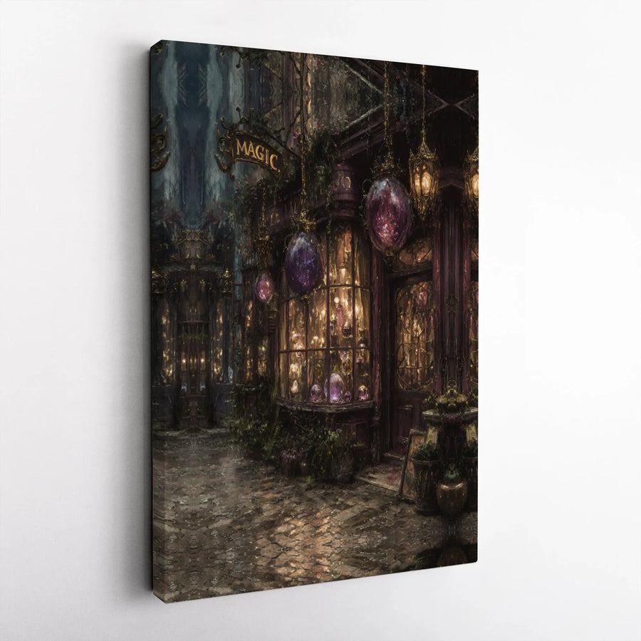 Magic Shop Wall Art | Fantasy Cobblestone Alley Print | 1.25-Inch Premium Gallery Canvas | Enchanted Home Decor Gift