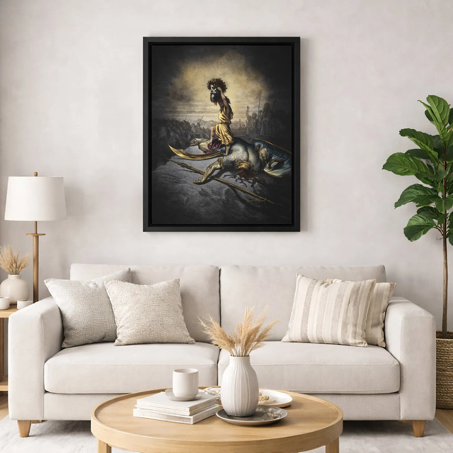 David and Goliath Canvas Print | Biblical Hero Wall Art | Gallery-Quality 1.25 Inch Thick Frame | Christian Home Decor Gift