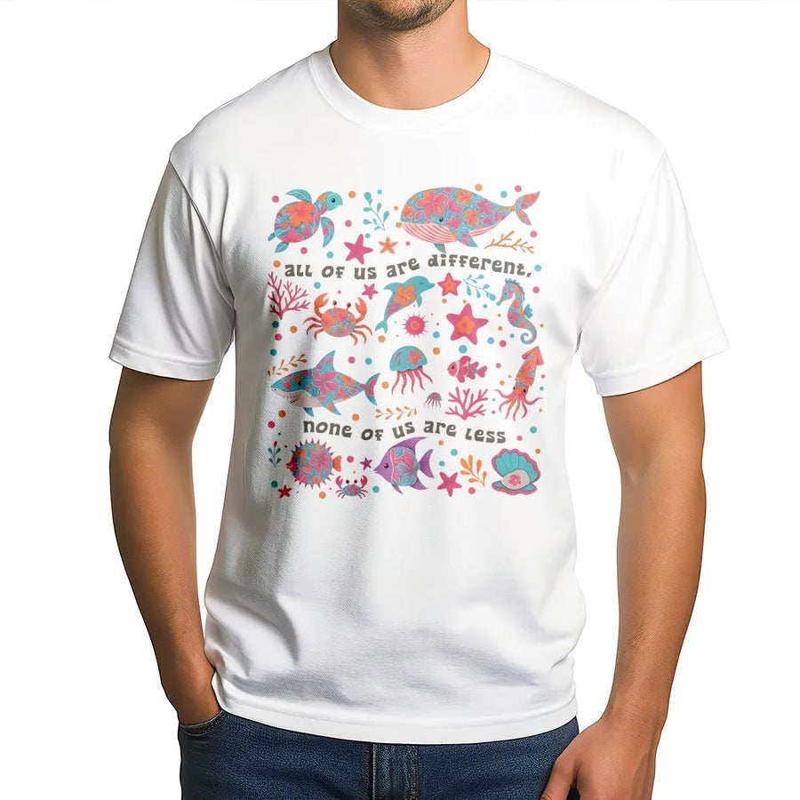 Neurodivergent T-Shirt | Colorful Sea Life Inclusion Quote | Premium Cotton-Blend | Gift for Special Education Teacher