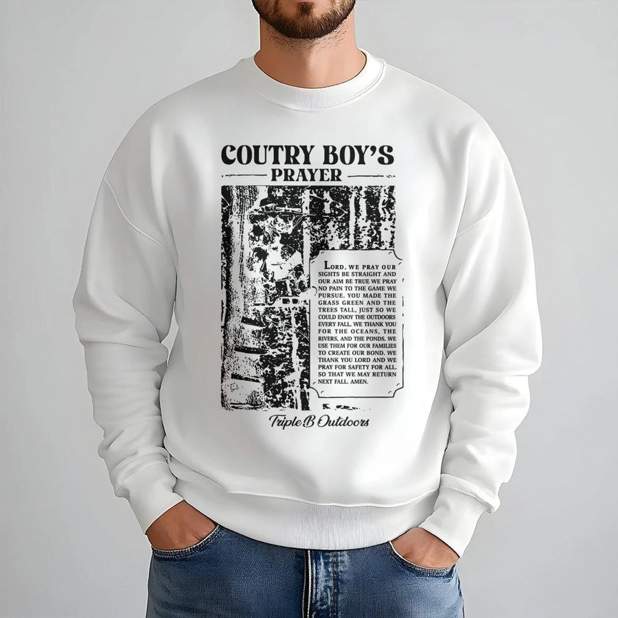 Country Boy's Prayer Sweatshirt | Hunting Deer Hunter Graphic | Cotton Blend Premium Pullover | Gift for Hunter Outdoor Enthusiast