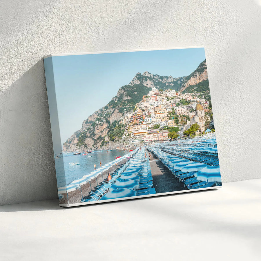 Positano Coast Canvas Wall Art | Scenic Amalfi Coast Landscape Photography | Premium Gallery Wrapped Canvas | Coastal Home Decor Gift for Travelers