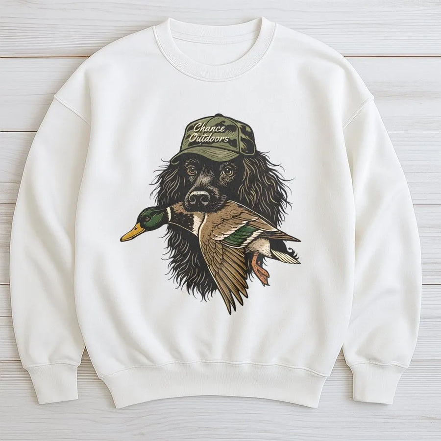 Hunting Dog Duck Hunter Sweatshirt | Mallard Retriever Graphic Print | Premium Cotton Blend | Gift For Waterfowl Hunter Outdoorsman