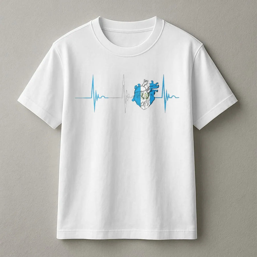 Guatemala Flag Heartbeat T-Shirt | Heart Rhythm Patriot Design | 100% Soft Cotton Tee | Gift for Guatemalan American Heritage Pride